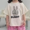 Top de ropa infantil de verano estilo coreano ins nuevo para niños y niñas, camiseta casual de manga corta con estampado de conejo lindo a la moda