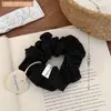 Novo scrunchie de tecido falso algodão-linho com bolinhas estilo coreano vintage para meninas, acessório de cabelo simples e versátil para rabos de cavalo