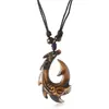 Colar de Resina Estilo Étnico Tribal da Nova Zelândia Pingente Imitação de Osso Gancho de Peixe Maori Corrente para Suéter Acessórios de Viagem para Pontos Turísticos