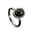 Anillo Popular Transfronterizo de Acero Inoxidable Soldado Marca Oval Incrustado Piedra Natural Anillo de Acero de Titanio Lujo Ligero Moda Anillo de Pareja Fábrica