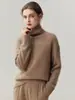 Zhenrong~ Suéter de Punto Minimalista Suave de Cachemir 100% de Cabra para Mujer, Cuello Alto, Perezoso y Adelgazante, Capa Base