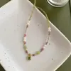 Bosque de Luciérnagas Collar en Capas de Piedra Natural Estilo Francés, Cadena para Clavícula de Alta Gama, Diseño de Nicho, Accesorio Versátil