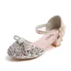 Zapatos de Princesa para Niñas Estilo Coreano Zapatos de Cristal para Niños 2026 Nuevos Zapatos de Tacón Alto Individuales para Niños Mayores Sandalias de Baile de Punta Cerrada Modernos