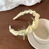 Diadema floral retro femenina clip para el pelo de tul con degradado francés dopamina accesorio para el pelo estilo crema diadema ancha versátil
