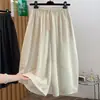 Calça Artística Vintage Lantern Lantern de Verão 2026, Calça de Perna Larga Emagrecedora, Calça Cropped Casual Artística de Camada Dupla para Mulheres