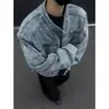 Jaqueta Jeans Motociclista Desconstruída Metálica Masculina, Primavera e Outono, Estilo Americano de Rua, Corte Solto, Lavada, Jaqueta com Gola Alta