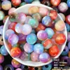 Cuentas Redondas de Resina de Imitación Ojo de Gato de Colores Agujero Recto Cuentas Sueltas Material para Manualidades DIY Pulsera Accesorios de Joyería