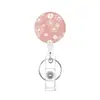 Porta Credencial Retráctil con Estampado Floral, Porta Credencial Blanco con Cordón Retráctil, Diseño Floral para Oficina