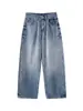 APO Ropa para Hombre Marca de moda callejera transfronteriza jeans para hombre, pierna recta holgada estilo americano de alta calle, pantalones largos lavados y desgastados para hombre