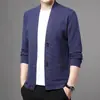 Cárdigan de punto de venta caliente para otoño para hombre, color liso, con bolsillos reales, cierre de seis botones, estilo casual, chaqueta de punto de manga larga para hombres jóvenes