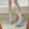 Zapatillas de ballet francesas para mujer, planas, con cordones, transpirables, sin cordones, color blanco, de una sola capa, para otoño de 2024