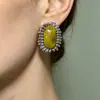 Estilo Vintage Retro Francés Hong Kong Monet Medieval Clip para Oreja Pendientes de Perla Pendientes Verdes Joyería Femenina para Orejas