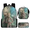 Conjunto de Três Peças Transfronteiriço Nova Mochila Escolar Grete, Bolsa de Ombro e Estojo, Mochila de Grande Capacidade, Mochila de Desenho Animado para Alunos do Ensino Fundamental e Médio