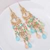 Pendientes de borlas con cuentas de colores exóticos de estilo étnico retro bohemio para mujer, nuevos pendientes Explosions 2024