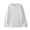 Camiseta de Manga Larga para Hombre, Algodón de Fibra Larga, Moderna y Versátil, Sudadera Cálida de Cuello Redondo para Mujer, Capa Interior Absorbente de Sudor y Amigable con la Piel