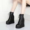 Botas de Cano Médio Casuais com Salto Plataforma Aumentadoras de Altura 14cm Estilo Coreano Tendência Versátil para Mulheres