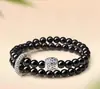 2026 Nuevo Modelo Pulsera de Doble Círculo con Patrón de Nube de Obsidiana Negra Simple y Elegante Regalo para Novio/Novia Versátil