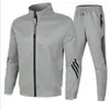 Traje Deportivo Casual de Moda para Hombre con Rayas Triples, Cuello Alto, Capucha con Cremallera y Capa de Aire, Novedad de Primavera y Otoño Transfronteriza