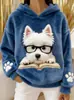 Novo moletom de flanela feminino para o dia a dia com um design fofo de cachorrinho, confortável e casual, perfeito para o outono e inverno