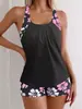Traje de baño dividido negro nuevo europeo y americano 2024, boxers estampados ajustados sexys para mujer, tankini de comercio transfronterizo