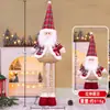Adornos Navideños Retráctiles de Muñeco de Cruzar Fronteras, Adornos de Anciano de Piernas Largas con Cuadros Rojos Navideños, Muñeco de Nieve, Reno