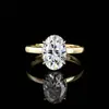 Anillo Abierto de Moissanita de 4.5 Quilates Color Huevo de Paloma, Anillo de Boda para Mujer, Plata de Ley S925 Color Dorado, Anillo Abierto Ajustable