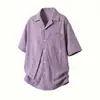 Camisa de Manga Corta para Hombre Verano 2026 con Pliegues Triangulares y Estampado, Camisa Casual de Manga Corta con Cuello Cubano
