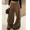 Pantalones Grises de Pierna Ancha para Mujer 2026 Primavera Nuevos de Cintura Alta Rectos Sueltos Adelgazantes con Caída Pantalones Deportivos de Primavera y Otoño Pantalones de Chándal