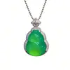 Calcedônia Verde Natural Tipo Gelo, Pingente de Jade Verde Brilhante em Forma de Abóbora, Inlay Banhado a Prata, Pingente de Jade Totalmente Verde, Pingente de Jade Ágata