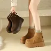 Botas de Nieve Súper Populares con Suela Gruesa para Aumentar la Altura para Personas Bajas 2026 Nuevo Estilo Botines Maillard de Tobillo Pequeño Botas de Algodón con Felpa para Mujer Otoño/Invierno
