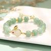 Pulseira de Coelho Nova Estilo Cool e Elegante com Contas, Coelho da Fortuna, Tendência Country Infinita, Design de Pulseira Coelho de Jade, Presente de Alto Padrão