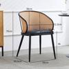 Silla de Comedor con Reposabrazos para Hogar, Restaurante, Cafetería, Silla de Ratán Hecha a Medida para Bar, Casa de Huéspedes, Tejido de Ratán con Hierro Forjado