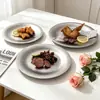 Prato Retrô Coreano de Aço Inoxidável Prato para Bife Frutas Salada Dourado Prato para Massa Prato de Sobremesa Doméstico Prato de Jantar Redondo