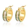 Pendientes Geométricos Incrustados con Diamantes Dorados para Mujer Pendientes de Botón Versátiles de Moda Pendientes de Aro de Personalidad de Moda Joyería