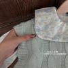 Liquidación no devuelve no cambia [orden racional] solapa floral vestido de manga larga azul chaleco tejido