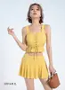 Nuevo Traje de Baño Dividido de Dos Piezas con Falda Pagada Estilo Femenino Estudiantes Estilo Fresco Pequeño Sexy Traje de Baño para Aguas Termales