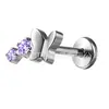 Pendientes de titanio F136 Jiangtai mariposa dulce pequeña circonita G23 aleación de titanio joyería para piercing de cuerpo tachuelas para el cartílago de la oreja venta al por mayor