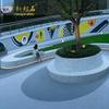 Fabricante de origen, taburete de piscina de flores prefabricado de terrazo, taburete de piedra para parque de hormigón visto de GRC para parterres de flores.