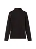 Camiseta base de cachemira de cuello medio para otoño e invierno para mujer, ligera, suave, ajustada, top de cuello redondo, camiseta de punto minimalista, adelgazante