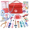 Caja de Medicina Bolsa de Tela Artificial de Madera para Niños 0.63 Casa de Juego para Bebé Niño y Niña Juguete de Doctor Inyección Regalo