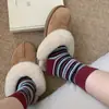Calcetines Rayados Color Ámbar Otoño e Invierno Calcetines Retro de Media Pantorrilla para Mujer Calcetines Cálidos de Algodón Peinado Mujer Ins