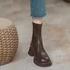 Botas estilo Martin de cuero suave, con suela gruesa para mujer, colección otoño/invierno 2026, cálidas y forradas de felpa para clima frío, botas que estilizan, versátiles botines cortos de estilo británico