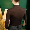 Camisa básica de cuello alto de nuevo estilo otoño 2022 para mujer, con costuras de color en contraste, estilo occidental, camiseta de manga larga de otoño e invierno, estilo coreano.