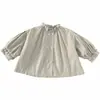 Ropa de Abrigo para Niñas de Primavera y Otoño, Elegante Marca de Moda Infantil Estilo Coreano Artístico Moderno Encaje Doble Botonadura Gabardina