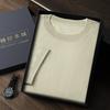 Nuevo suéter de cachemira para primavera y verano para hombre, manga corta, cuello redondo, cachemira pura, 68 hilos, tejido fino, talla grande, camiseta de manga corta