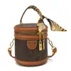 2026 Bolsa Colorida de Alta Qualidade Retro Transfronteiriça Mini Cilindro Redondo Estilo Bolsa de Mão Moda Chique Corrente Transversal Bolsa Balde