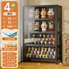 Vitrine de Vidro, Armário de Estatuetas para Sala de Estar, Estante de Aço com Portas, Armário de Armazenamento de Blind Box, Armário de Armazenamento em Camadas, Vitrine Estilo Creme