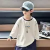 Q131 Moletom Masculino de Primavera e Outono, Novo Top Pulôver Casual Estilo Coreano para Crianças, Top de Outono de Manga Longa para Meninos Pequenos