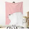 Urso Branco Flanela Estampa Digital Manta de Soneca Desenho Animado Manta de Ar Condicionado Pequena Manta Cachecol Cobertor de Sofá para Escritório
