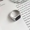Chiba Taiyin Moda Coreana Retrô Anel Quadrado Preto Esmalte Gotejante Brilhante Estilo Ins Anel Simples Clássico